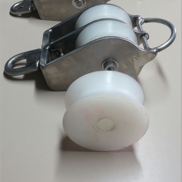 PARANCO IN ACCIAIO INOX CON PULEGGIA IN TEFLON A 2 PULEGGIE
